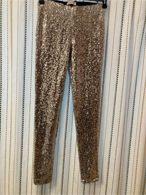 Bear Dance Silver Sequin girls Leggings size S
